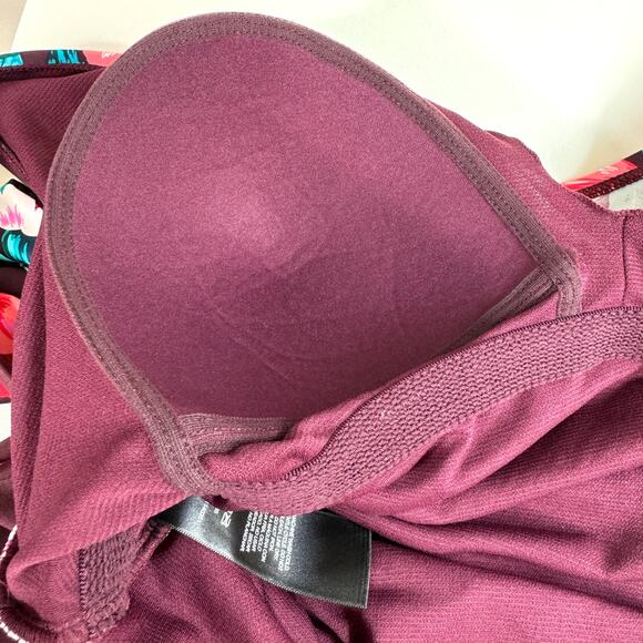 Embrace Your Curves Women Floral One Piece Bathing Swimsuit Burgundy XL 16/18 - Picture 6 of 9